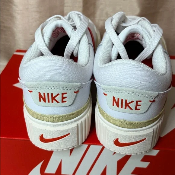 Nike Women's Court Legacy Lift White and Red Sneakers Athletic Shoes - Picture 5 of 9